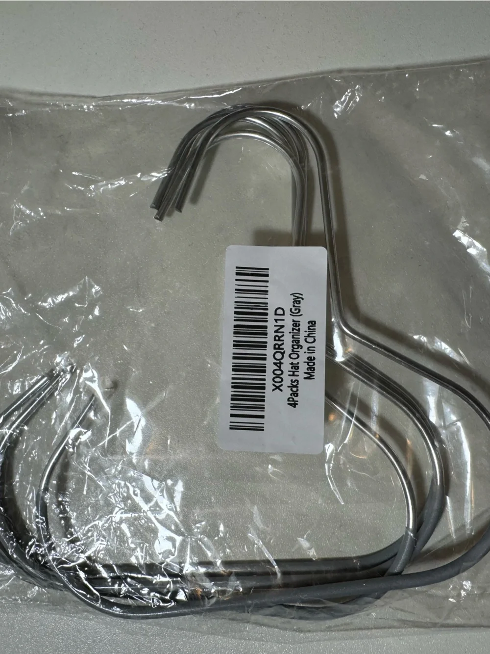 Slim Non-Slip Metal Hat Hanger in Gray- 4 Pack